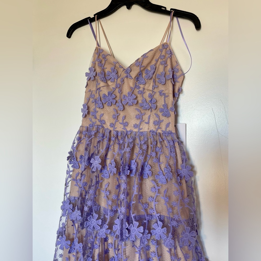 Endless Rose Lavender Floral Embroidered Tiered Lace Midi Dress - Picture 5 of 15